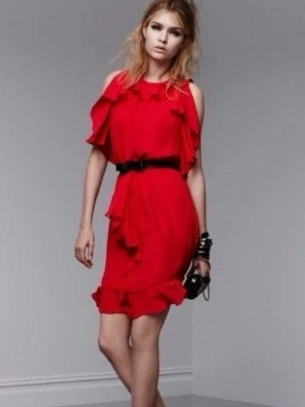 Prabal Gurung For Target Red Ruffle Sleeveless Dress